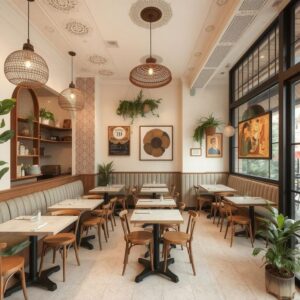 ethnic style interior design of café